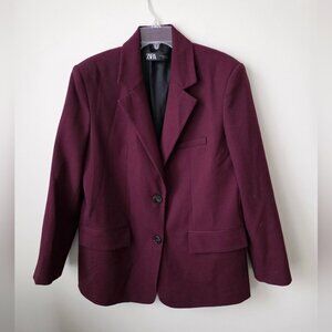 ZARA | Oversized Maroon Blazer Burgundy Red Sz M